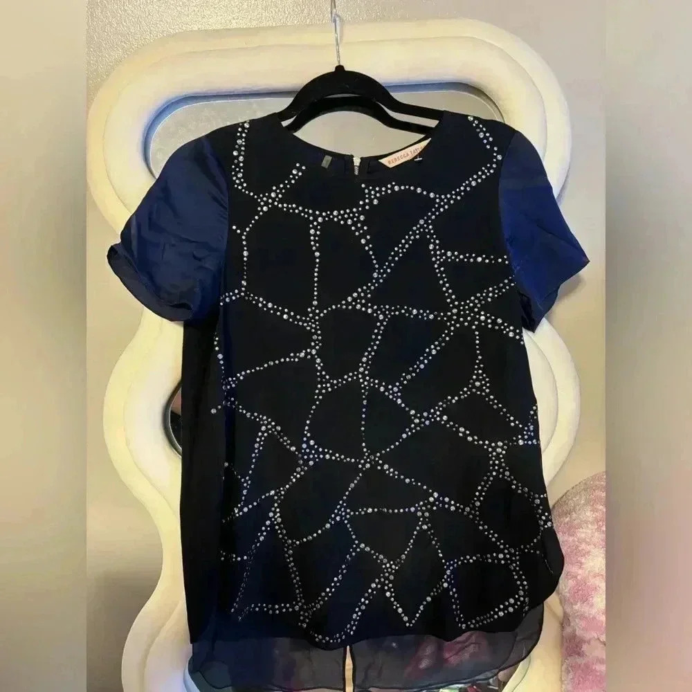 Rebecca Taylor Studded Silk Top